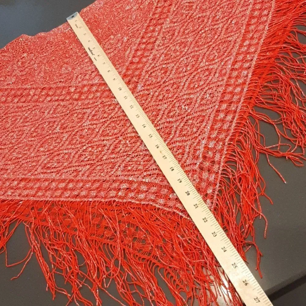 Red Sheer Scarf Blouse with Silver Thread
